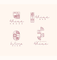 Wine Art Deco Labels With Lettering Drawing