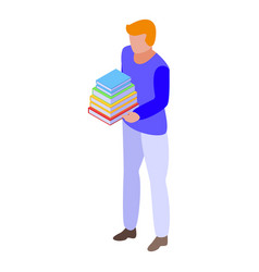 Teen Reading Books Problems Icon Isometric Style