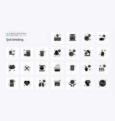 25 Quit Smoking Solid Glyph Icon Pack