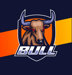 Bull Head Logo Mascot Design With Big Horn