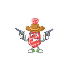 Confident Red Love Tie Cowboy Holding Guns