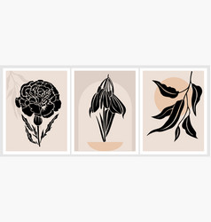 Set Of Boho Aesthetic Abstract Botanical Wall Arts