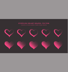 Stipple Pink Heart Shape Collection Of Various