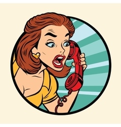 Comic Woman Talking On Retro Phone