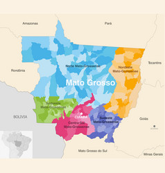 Brazil State Mato Grosso Administrative Map