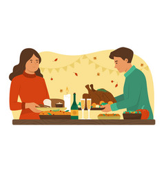 Man And Woman Celebrate The Thanksgiving Day