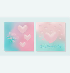 Happy Valentines Day Card Set With Soft Hearts