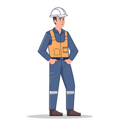 Construction Worker In Uniform And Safety Helmet