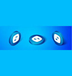 Isometric Music Note Tone Icon Isolated On Blue