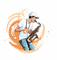 Jazz Musician Playing The Saxophone In Cartoon