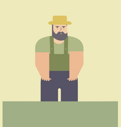 Farmer Standing With Hands On Hips Wearing Hat