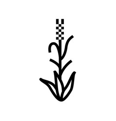 Green Barley Plant Line Icon