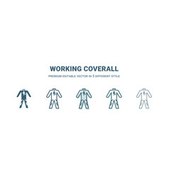 Working Coverall Icon In 5 Different Style