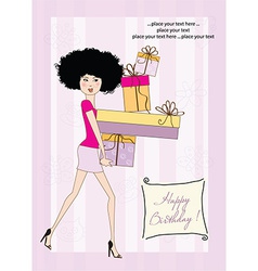 Birthday Card - Pretty Young Lady With Arms Full