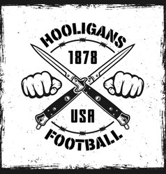 Football Hooligans Vintage Emblem With Two Knives