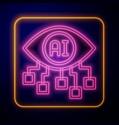 Glowing Neon Computer Vision Icon Isolated