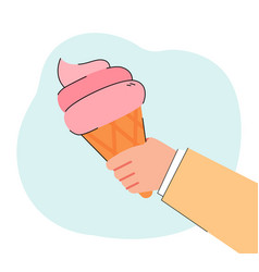 Hand Of Customer Holding Ice Cream Cane