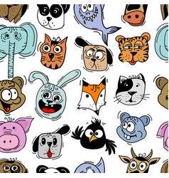 Seamless Pattern Of Colored Funny Animals Not Ai