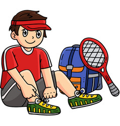 Tennis Boy Wearing Shoes With A Racket Clipart