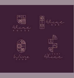 Wine Art Deco Labels With Lettering Drawing