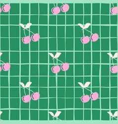 Cute Cherry Seamless Pattern Hand Drawn Cherries