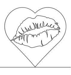 Continuous Line Drawing Heart And Lip Imprint