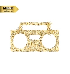 Gold Glitter Icon Of Boombox Isolated