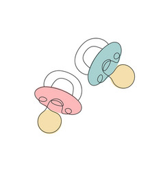 Baby Pacifier Pink And Blue One Line Art