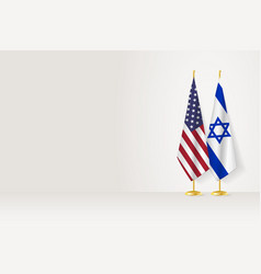 Flags Of United States And Israel On Flag Stand