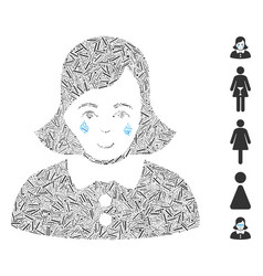 Line Collage Crying Woman Icon