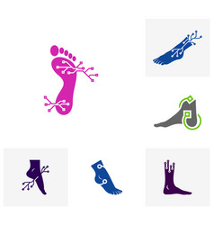 Set Tech Foot Logo Template Creative Foot