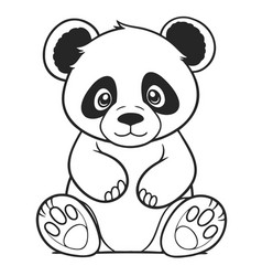 Black And White Drawing Of A Cute Young Panda