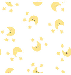 Seamless Pattern With Cute Kawaii Moon And Stars