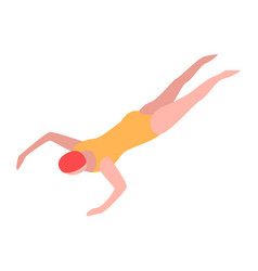 Woman Swimmer Icon Isometric Style