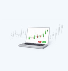 Laptop Trading Chart On Screen In 3d Cartoon