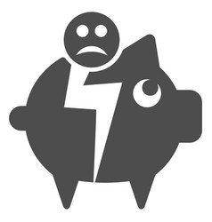 Sad Bankruptcy Piggy Bank Flat Icon