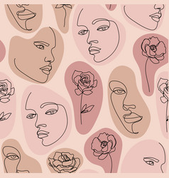 Seamless Women Faces Pattern Abstract