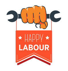 Wrench In Hand Labour Day Isolated Icon First