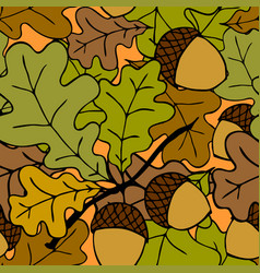 Bright Autumn Seamless Pattern Of Oak Leaves