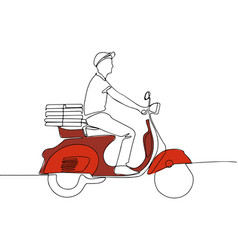 Food Delivery Man Riding A Scooter Pizza