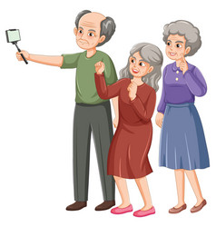 Group Of Elderly People Taking Selfie