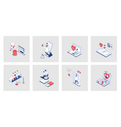 Medicine Concept Of Isometric Icons In 3d Isometry