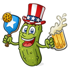 Pickleball Uncle Sam Cartoon Character Beer