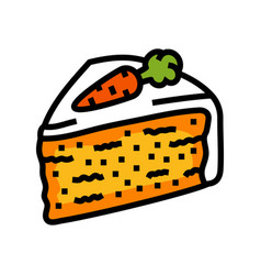 Carrot Cake Slice Food Snack Color Icon