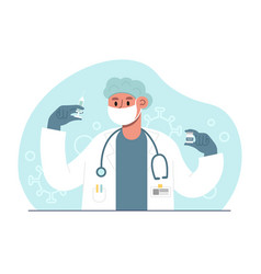 Cartoon Character Of Male Doctor Preparing To Make