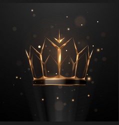 Golden Crown On Black Background With Light Effect