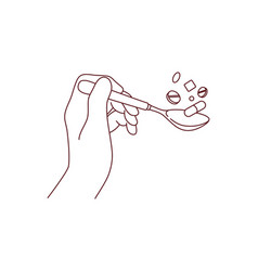 Hand Holding Spoon Of Pills