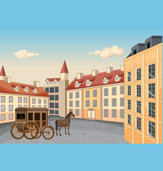 Historical European City Square With Horse