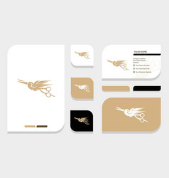 Scissors And Bird Logo And Business Card