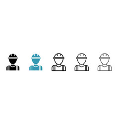 Worker Icon Set Construction Helmet Safety Symbol